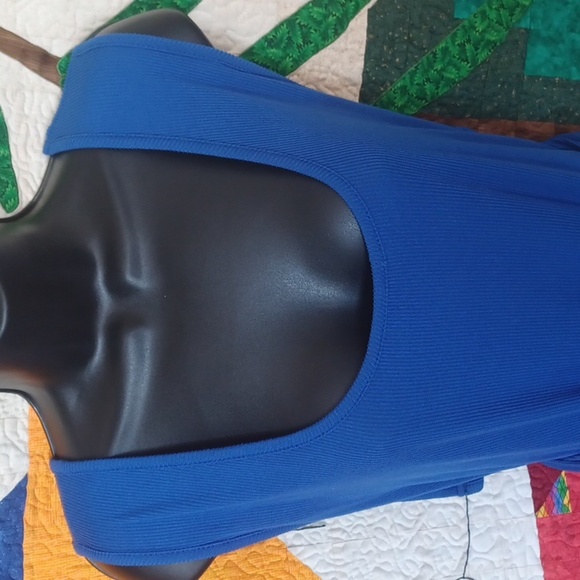 Discreet tank Dress, Blue, ribbed, belted, 3X NWT - Picture 2 of 8